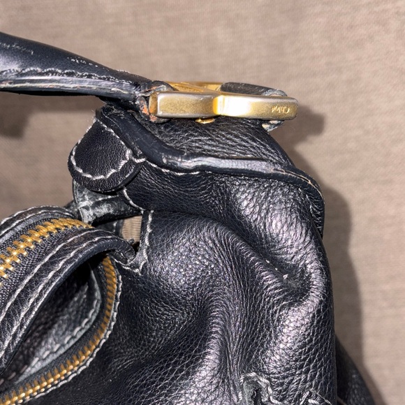Chloe Black Leather Hobo Bag with Gold Accents - Picture 9 of 12